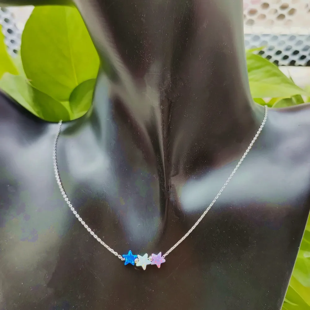 1 шт. Новое поступление ожерелья с опалом 6 мм звезда серебро 925 пробы о-цепь