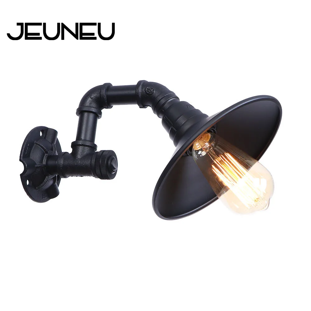 

Vintage Water Pipe Wall Lamp E27 LED 220V with Switch Metal Painted Black Wall Lights for Bedroom Foyer Study Room Hallway Cafe
