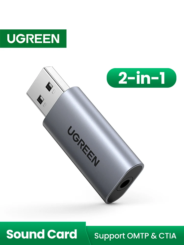USB-звуковая карта UGREEN, аудио интерфейс для ноутбука, ПК, PS4, наушников, микрофона, внешняя звуковая карта USB - изображение