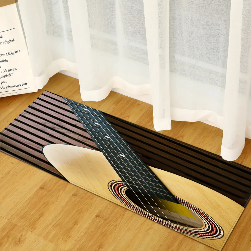 

Wood Grain Kitchen Mat Carpet 3D Guitar Door Entrance Floor Mat For Living Room Anti-Slip Water Absorption Hallway Area Rug