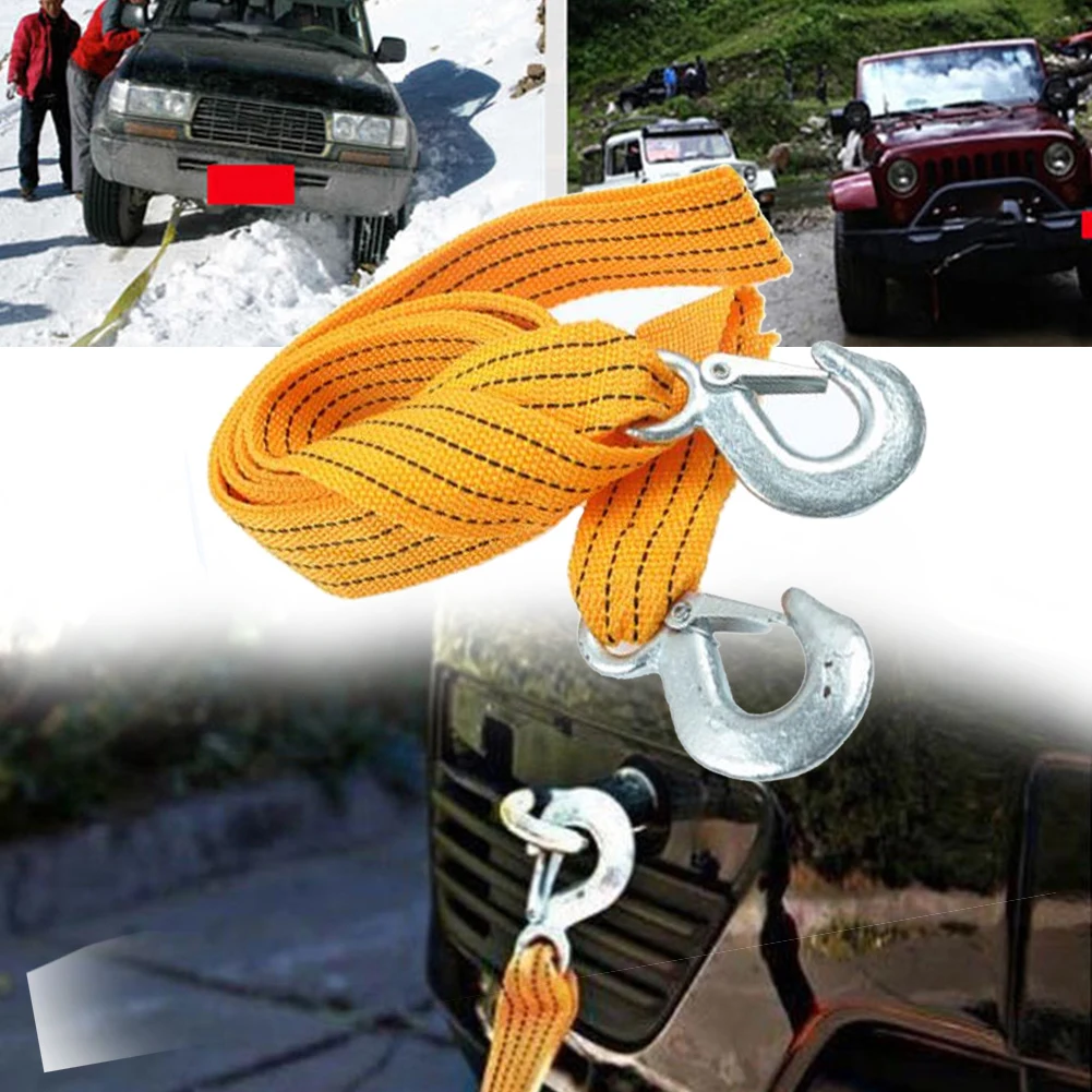 

3 Tons Road Truck With Hooks Fluorescent High Strength Emergency Durable Towing Rope Car Nylon Reduce Vibration Accessories