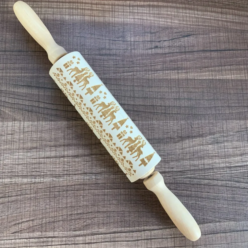 Рождество тиснение Скалка деревянная выпечка печенье лапша фондан пирог тесто