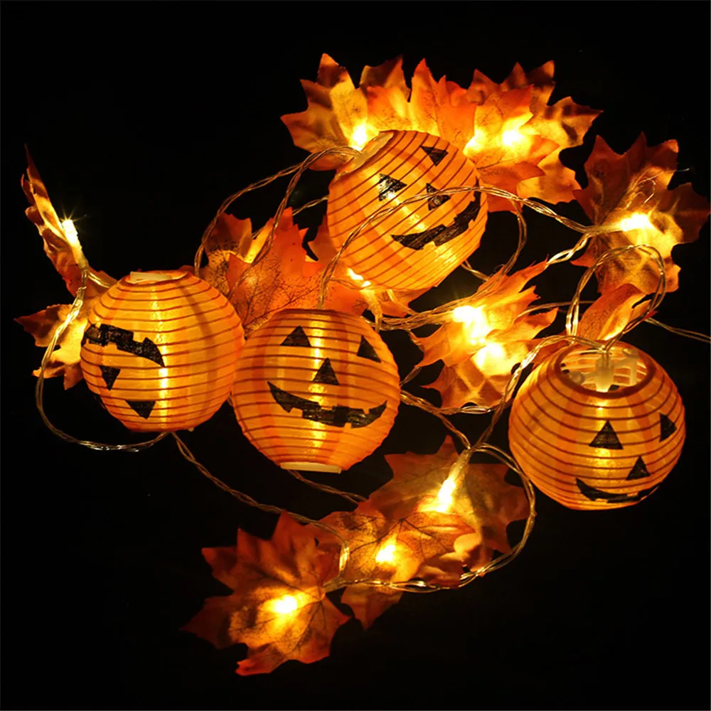 

10/20 LED Pumpkin Maple Leaf Garland String Lights Halloween 3D Pumpkin Lights for Halloween Thanksgiving Fall Decoration Light