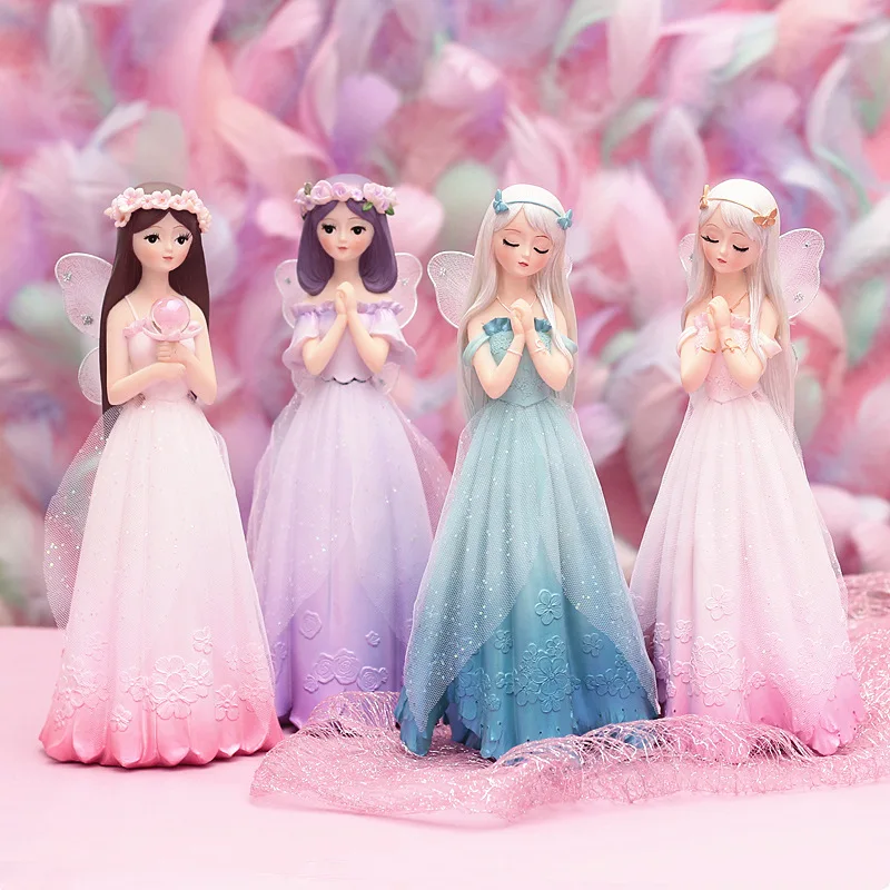 

Fairy love Angel Ornaments Blooming Tea Flower Home Decoration Accessories Miniature Figurines Home Decor Decorations For Home