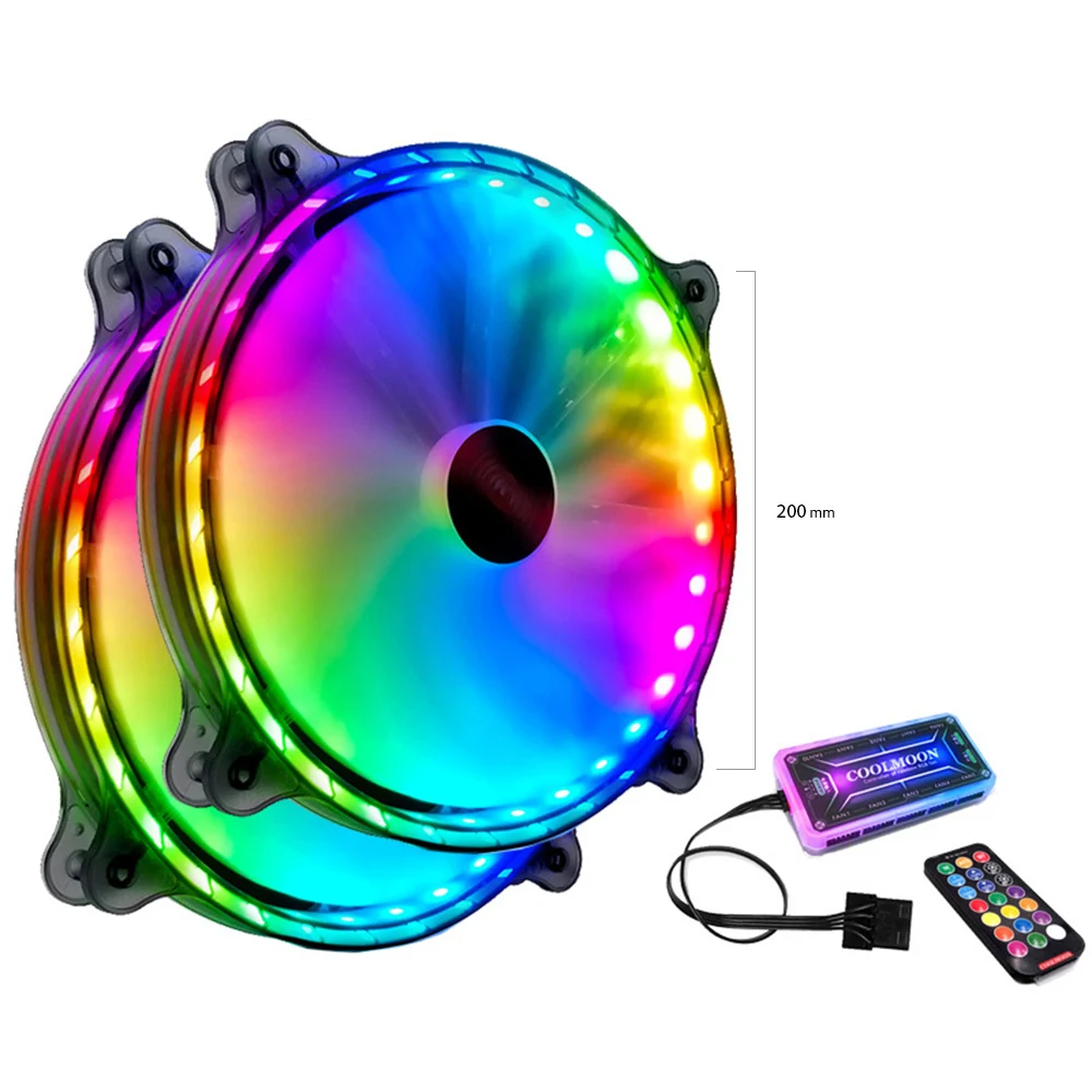 

Кулер охлаждения COOLMOON RGB с пультом дистанционного управления и большим объемом воздуха, тихий компьютерный чехол с 11 лопастями, крутой вент...