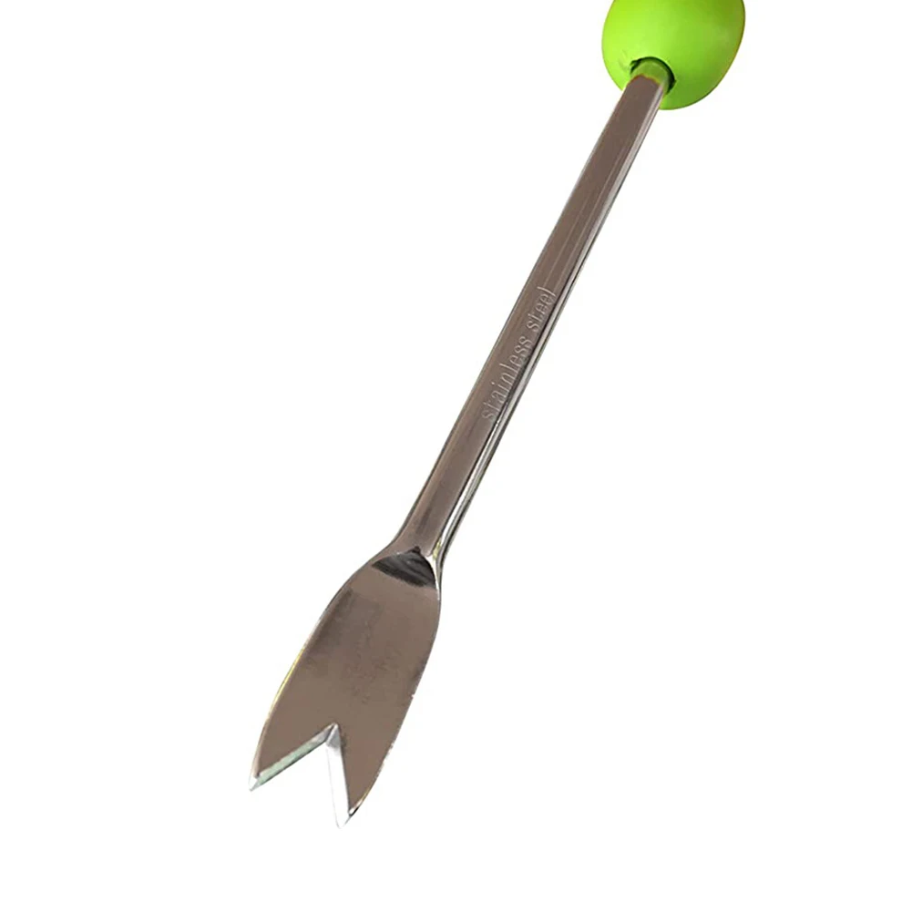 

Portable Stainless Steel Backyard Hand Tool Lawn Patio Ergonomic With Long Handle Single Claw Weed Puller Outdoor Garden Home