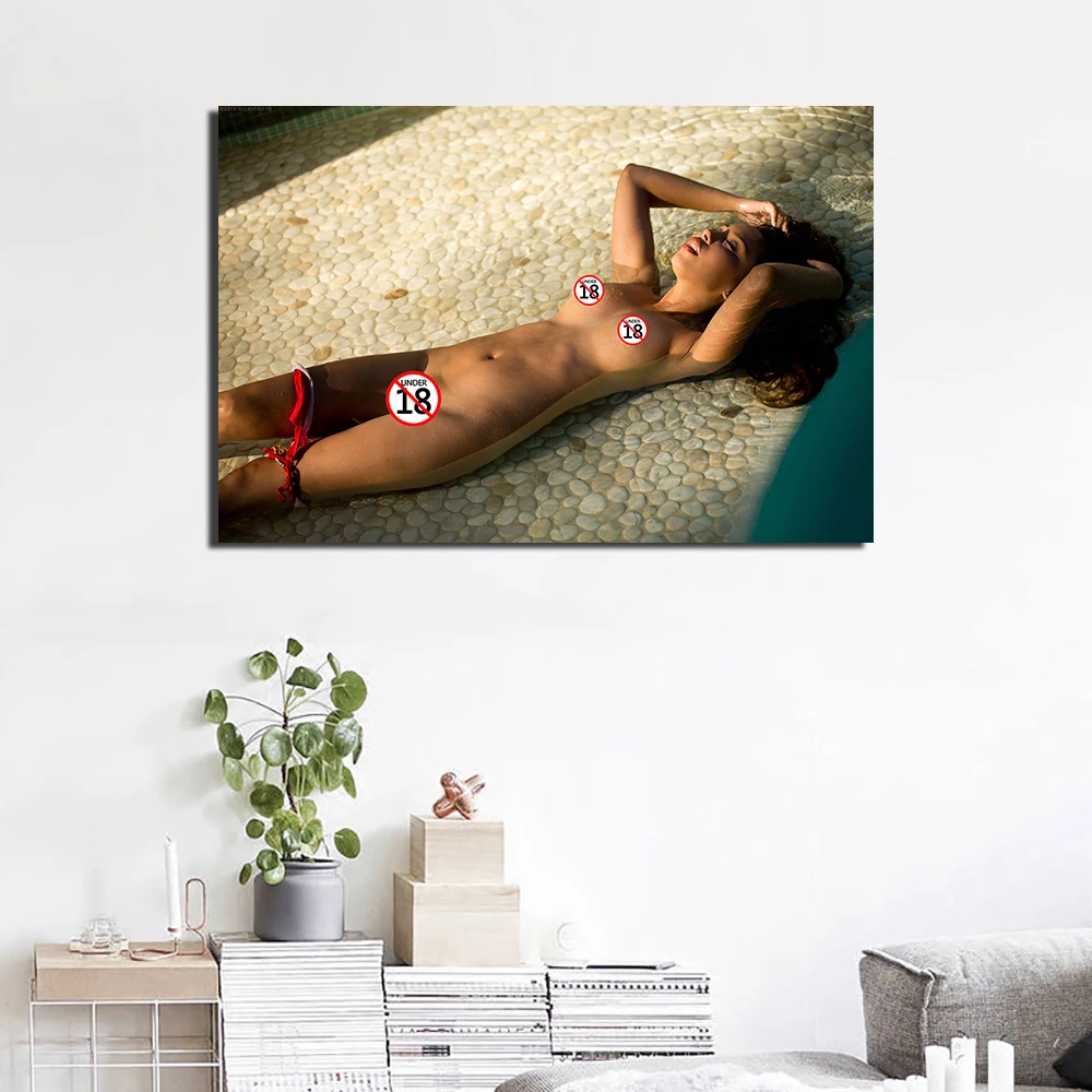 Sexy Girl in The Swimming Pool Photo Decorative Posters and Prints Canvas Painting Wall Art Picture For Living Room Decor
