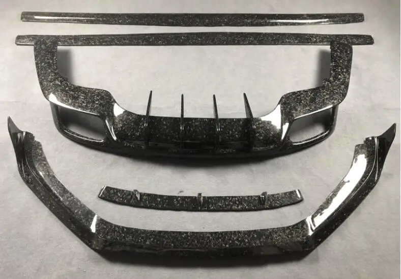 Кованый карбоновый Комплект кузова автомобиля Передняя яркая обложка боковая