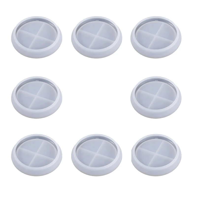 8Pcs Round Saucer Coaster Glue Round Silicone Diy Crystal Glue Mould