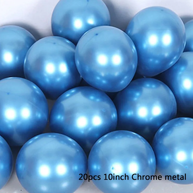 20pcs Metal Blue 20 шт. 10 дюймов металлические светящиеся синие латексные шары Свадебные темно-синие хромированные шары 10 шт. украшения для дня рождения детские товары - Цвет: 20pcs Metal Blue