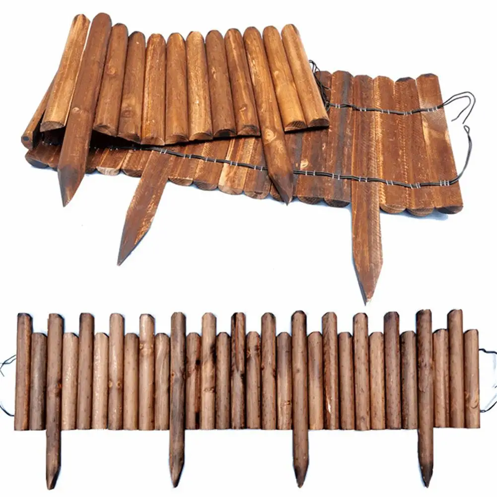 

Spiked Log Roll Border Easy Plug-in Fence Palisade Corrosion Resistant Wooden Edging Fence Garden Fence Flower Beds Lawns Paths