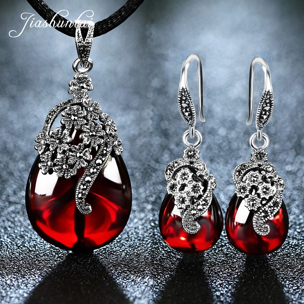 Женское винтажное ожерелье ZHJIASHUN подвеска в форме натурального граната из 100%