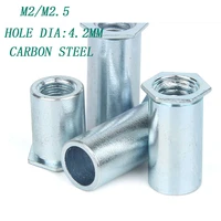 50pcslotm2m2 5l3 12 zinc carbon steel through hole pressure rivet stud rivet nut out diameter bottom hole 4 2 5 4mm928