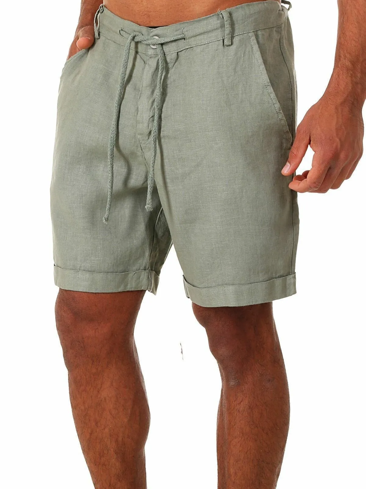 

2021New Men's Cotton Linen shorts Pants Male Summer Breathable Solid Color Linen Trousers Fitness Streetwear S-4XL