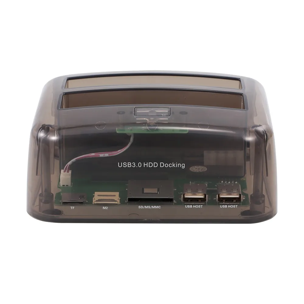 Прозрачная док станция USB 3 0 для SATA IDE Dual Bay 2 5 &quot/3 5&quot с TF M2 SD кардридером и портами