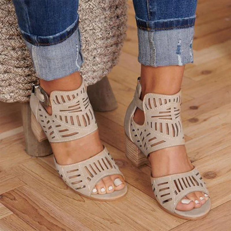 SHUJIN/летние женские сандалии ведро женская обувь из искусственной кожи с вырезами