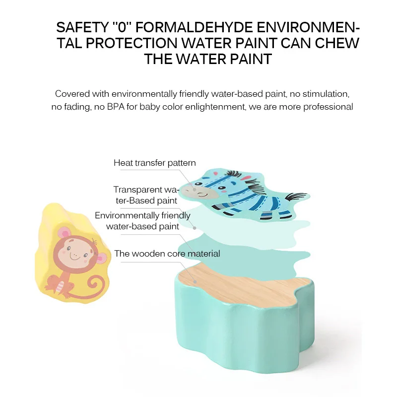 

Wooden Building Blocks Bitable Paint Baby Stacking Balance Game Boat Wave Base Animal Children Baby Education Toy