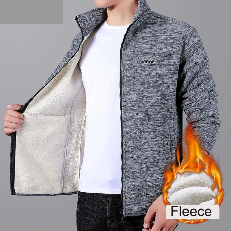 

Winter men's jacket casual men's jacket thick velvet windbreaker fleece jacket men's slim standing collar stand collar warm jack