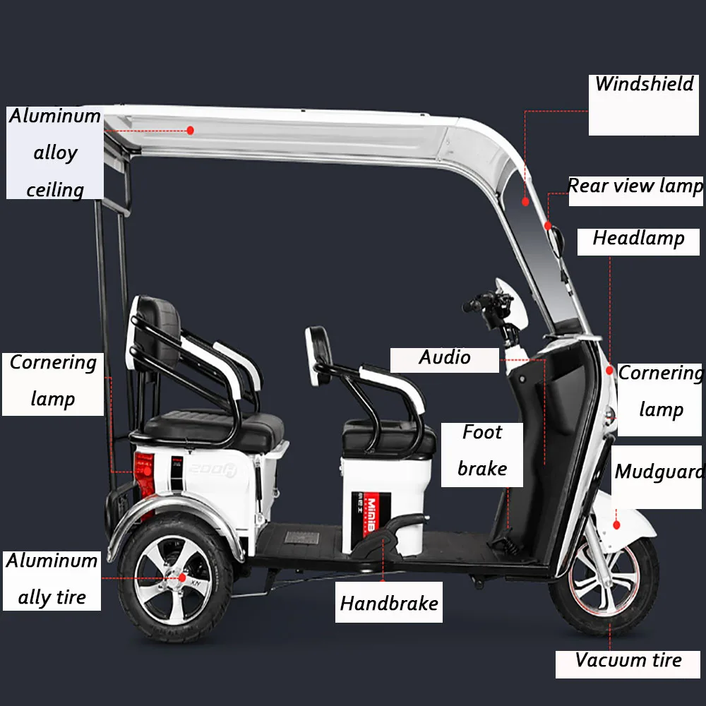 Billig Kleinbus Drei Person Elektrische Fahrzeug Lithium-Batterie Roller Mit Schuppen