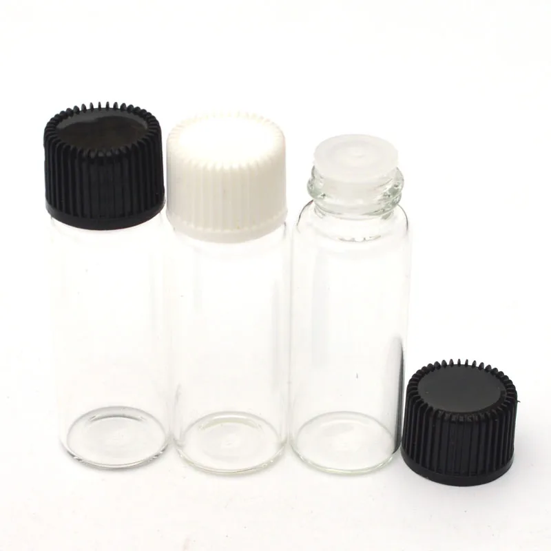 10pcs Mini Essential Oil 5ml Clear Glass Bottle with Orifice Reducer Siamese Plug Screw Cap Small Sample Vials | Красота и здоровье