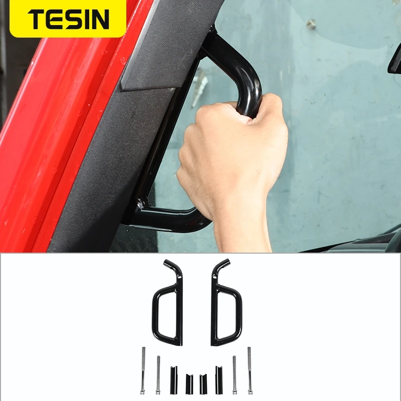 

TESIN Car Front Roof Top Grab Handle Bar Accessories For Jeep Wrangler JK 2007 2008 2009 2010 2011-2017 Interior Accessories