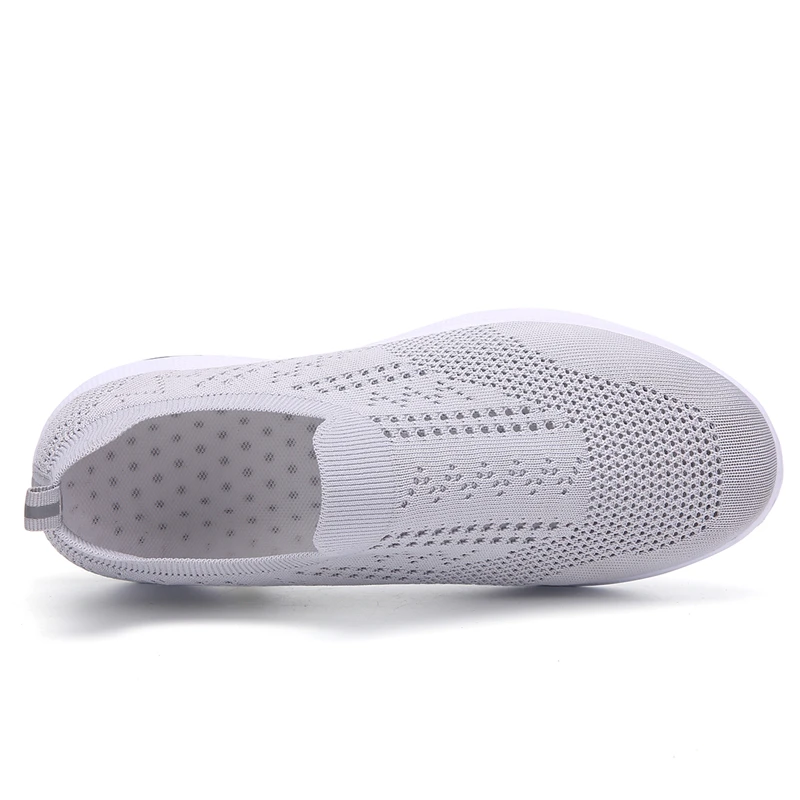 Holfredterse Summer Womens Flat Loafers Shoes Female Walking Sneakers Shoes Knitting Mesh Slip on Casual Shoes Plus Size 41 H979
