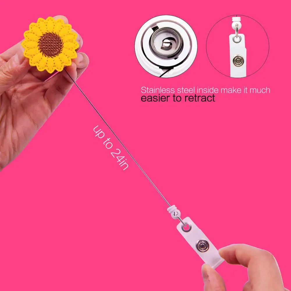 1 шт. Подсолнух бейдж держатель катушки Точная строчка усиленный ремешок легко