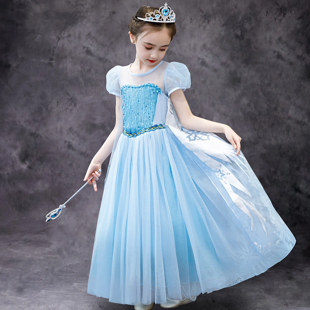 

Маскарадный костюм принцессы Эльзы Ruifglab, платье принцессы с блестками для маленьких девочек, милая детская одежда для косплея и дня рождени...
