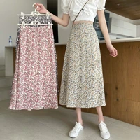 long skirts for women spring and summer 2021 new korean style high waist slim mid length floral chiffon a line bust skirt