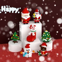 mini christmas reindeer gift santa claus snowman elk tree assembled building blocks bricks toys for boys and girls kids toys
