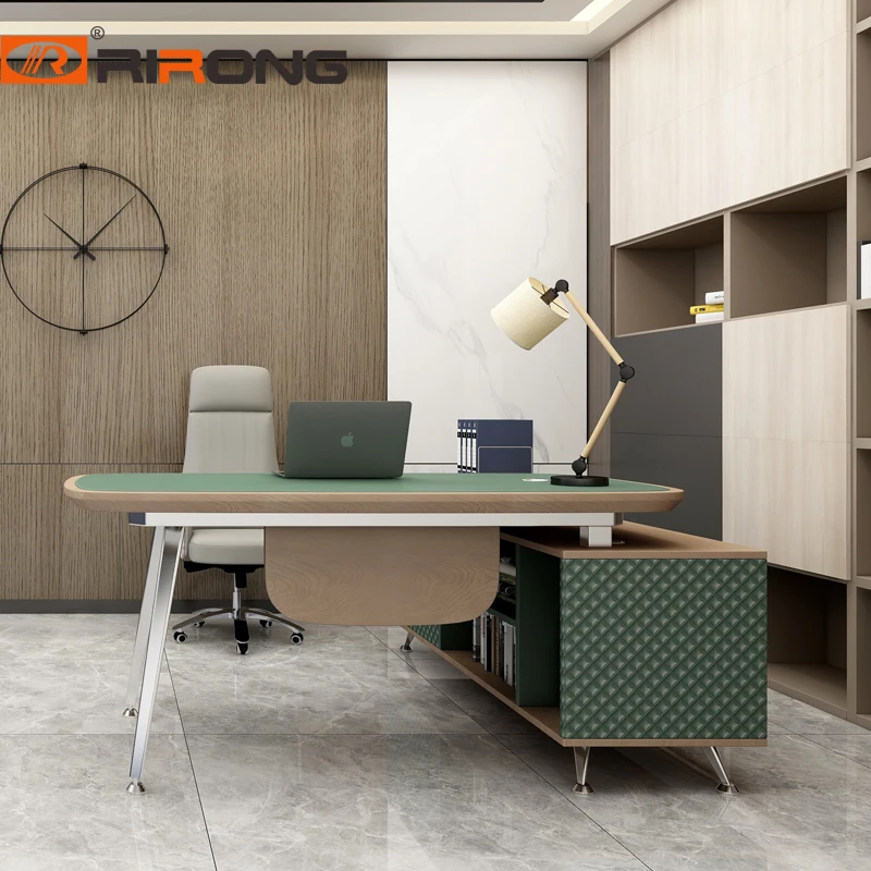 Modern Elegant Furniture Design Home Study Table Wood Leather Small Grey Little Work Laptop Desk Writing Set |