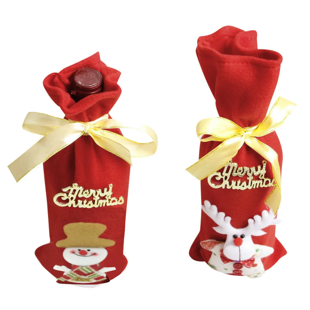 Крышка для бутылки с красным вином сумки украшения дома вечерние Санта Клаус Рождественский пакет новые кухонные украшения