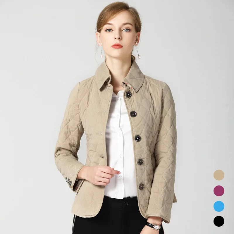 BURDULLY 2019 новая весенне-осенняя Женская куртка с ромбовидным воротником пальто