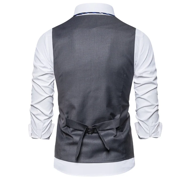 LUCLESAM Men Casual Suit Vest V Neck Single Breasted Slim Fit Wedding Waistcoat Formal Multicolor Vest for Men gilet uomo
