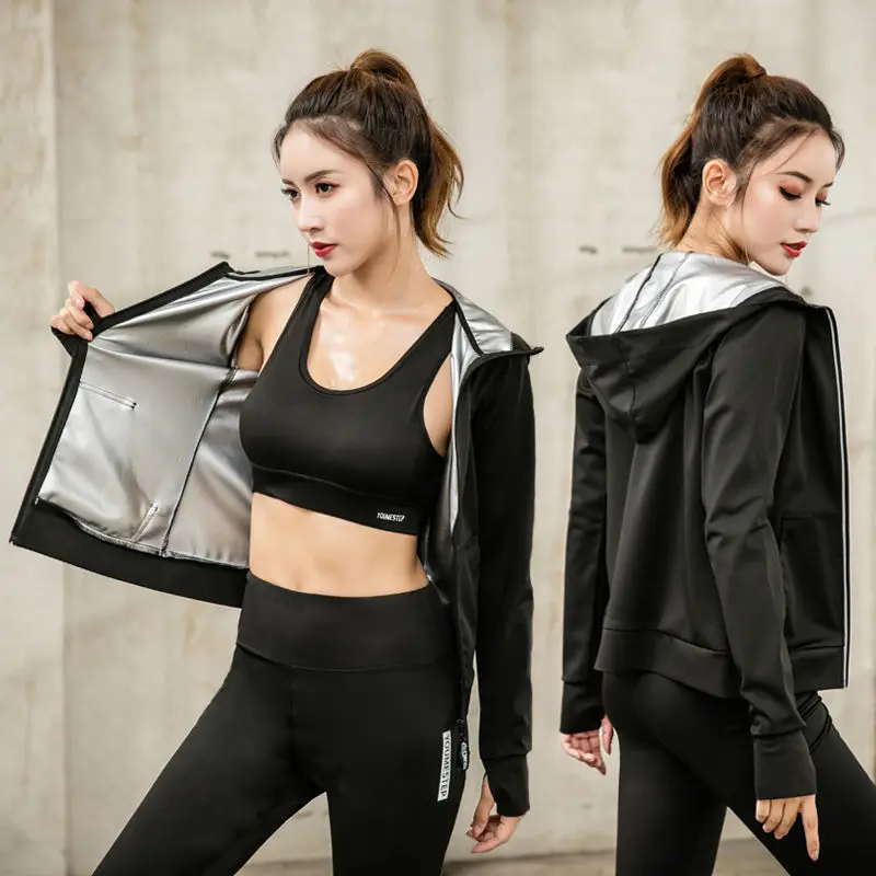 

Women Sauna Suit Set Female Control Heavy Sauna Sweat Suit Girl Burn Belly Fat Compression Hot Sweat Slimming Body Shaper Pants