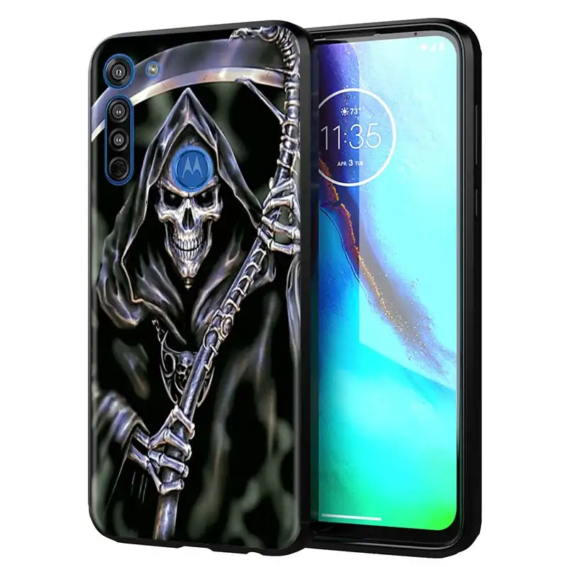 

Cover Phone Case for Motorola Moto G8 G9 Edge Plus G Power Play E6s E Plus One Grim Reaper Skull Skeleton TPU Soft Shell Capa
