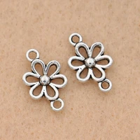 20pcs tibetan silver plated 1 1 flower charms connector for earrings diy jewelry making accessories diy 25x11mm