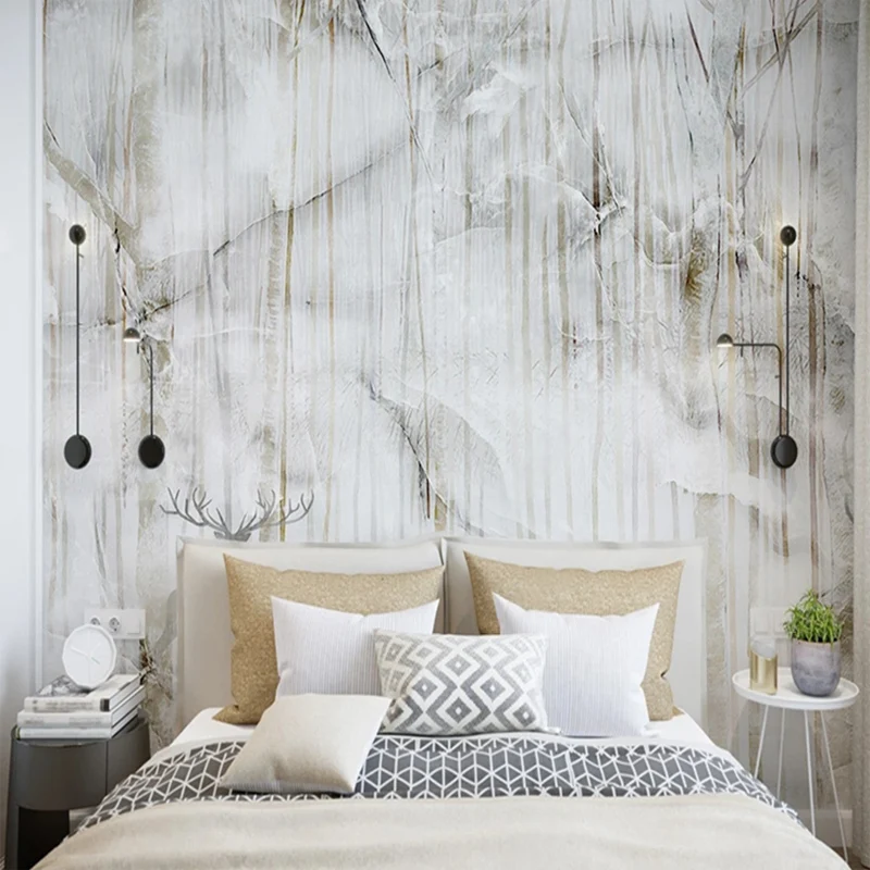

Custom 3D Photo Murals Marble Pattern Forest Deer Wall Painting for Bedroom Living Room TV Sofa Backrgound Non-woven Wallpaper