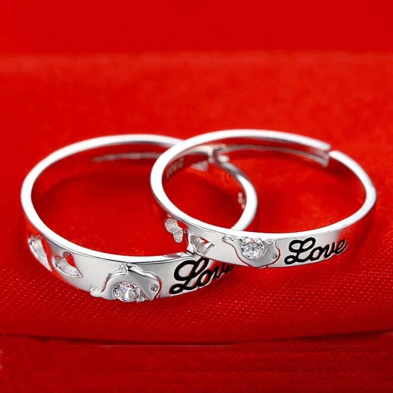 OMHXZJ Wholesale European Fashion Woman Man Party Wedding Gift Dolphin Lovers AAAZircon Resizable 925 Sterling Silver Ring RR247 | Украшения