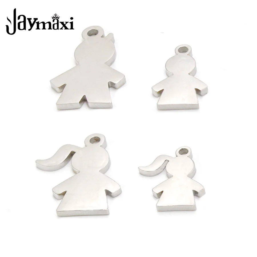 

Boy Girls Charms Mirror Polished Stainless Steel Pendant DIY Jewelry Charms Making for Bracelet Accessories 20Piece/lot