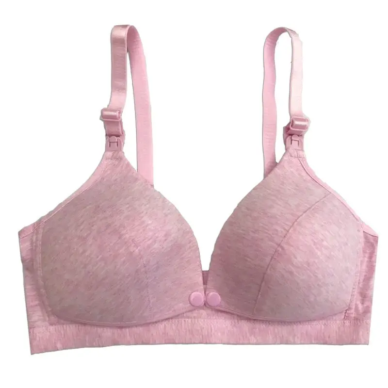 

2021 New Solid Color Women's Cotton Front Button Breastfeeding Breast Without Rims Pregnant Women Nursing Bras