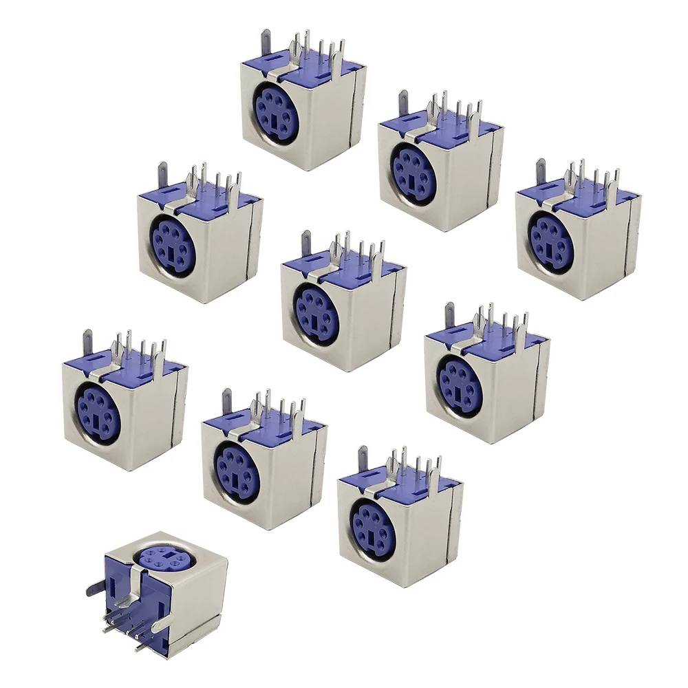 10 шт. PS2 6 контактов гнездовой разъем для клавиатуры PCB PS/2 PS 2 зеленый и фиолетовый |