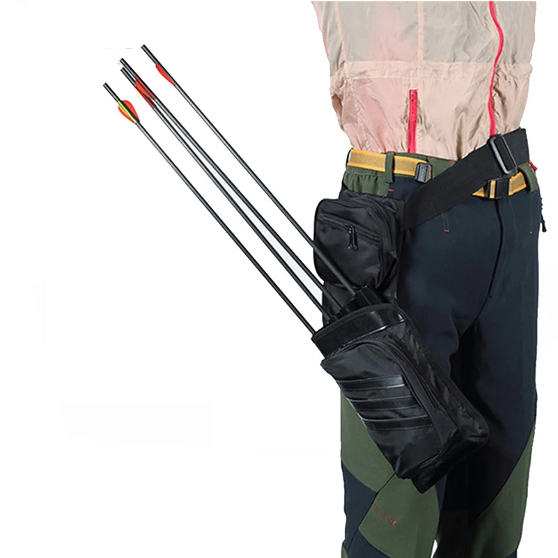 

Black Archery Quiver Four Tube Quiver Detachable Pipe Adjustable Shoulder Strap And Belt Hold About 24-30 Arrows