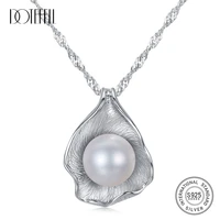 doteffil 925 silver water wave chain pearl necklace natural freshwater pearl pendant necklace pearl jewelry women christmas gift