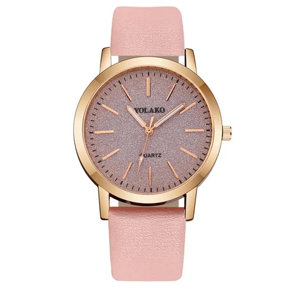Fashion Casual Ladies Quartz Wrist Watch Pink Simple Retro Women Watches Yolako Luxury Brand Female Vintage Leather Clock
