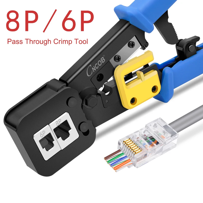 Обжимной инструмент CNCOB RJ45 проходной обжимной Cat5 Cat5e Cat6 для стандартных и