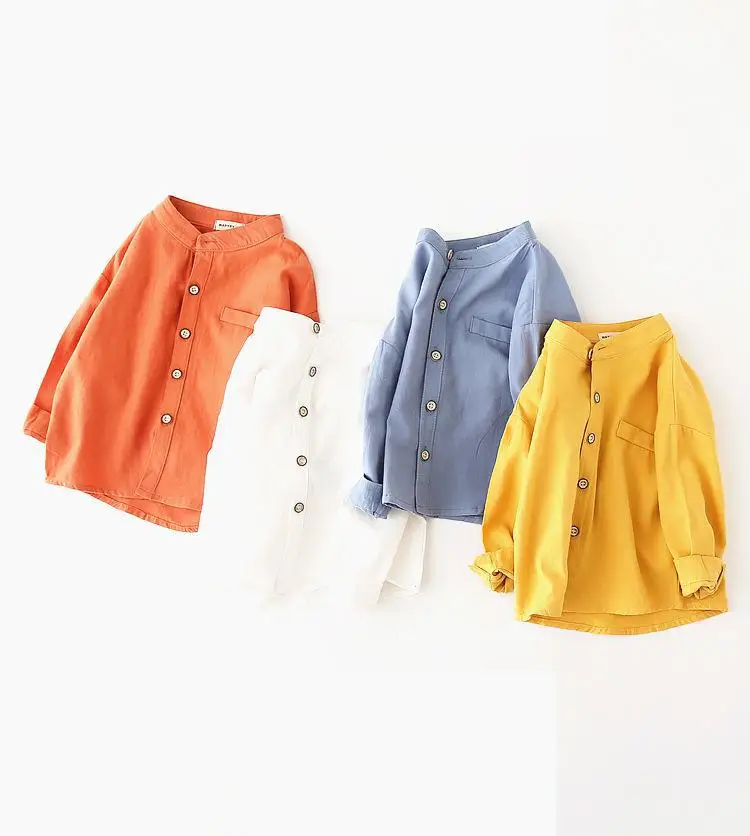 Рубашки для мальчиков весна и осень Новые повседневные хлопковые блузки Топы с