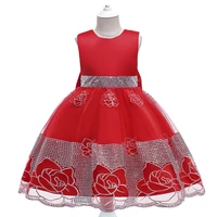 flower girls dress princess wedding party dresses children kids ball gown christmas vestidos red teenager clothes for4 10 year