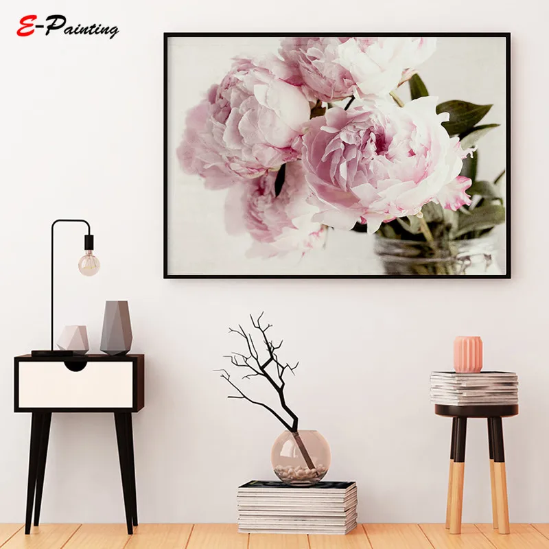 Современная Настенная живопись пион розовая фотография цветочный холст печать
