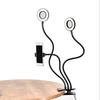 universal selfie ring light with flexible mobile phone holder lazy bracket desk lamp led light for live stream office kitchen